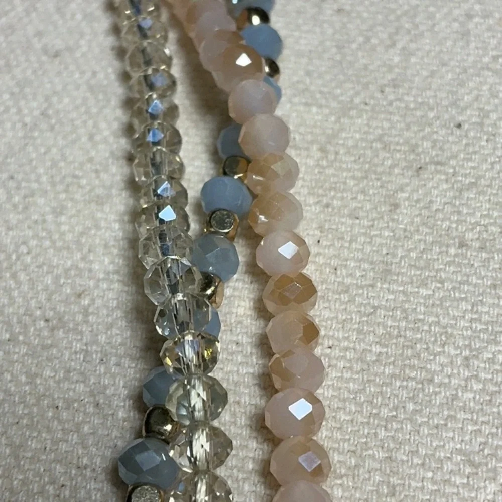Talbots Multi-Strand Gold Tone Faceted Crystal Necklace 30.5” EUC - Picture 2 of 6